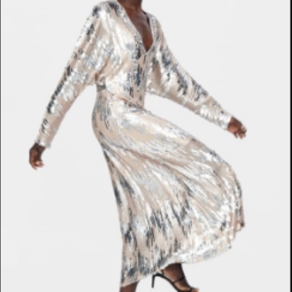 ZARA | long sleeve metallic sequin dress - Picture 2 of 8